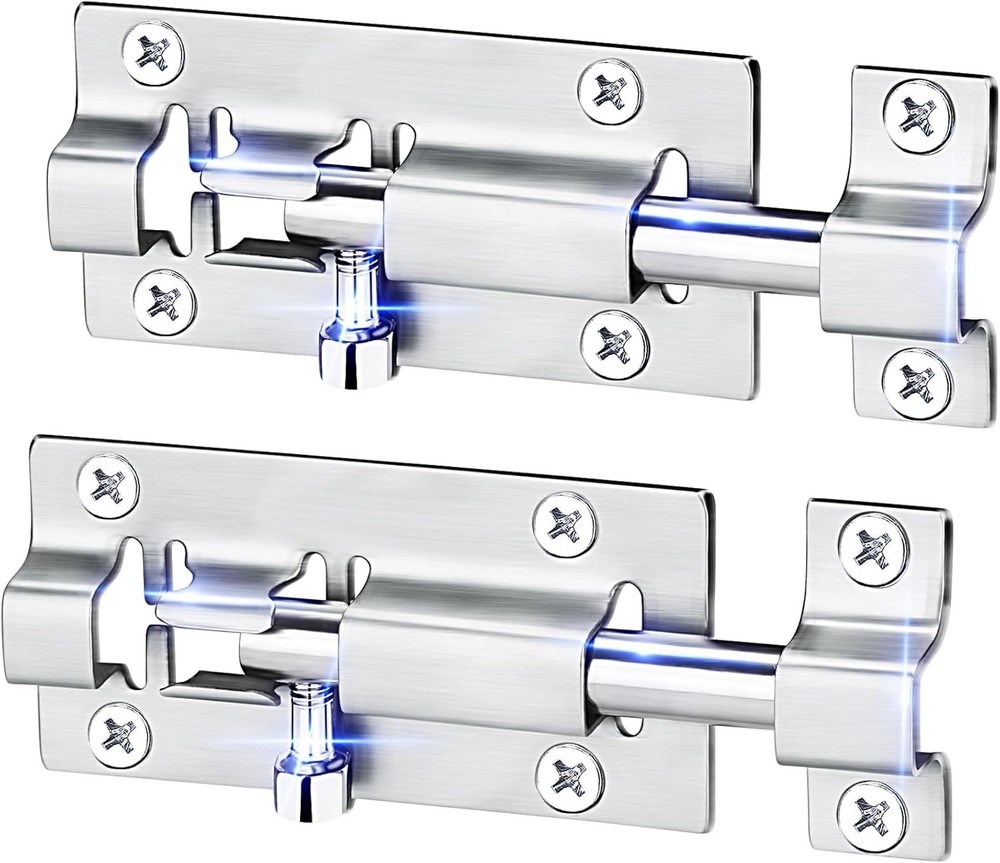 2 Pack Barrel Bolt Latch, 3 Inches Slide Latch Lock, Silver - 2