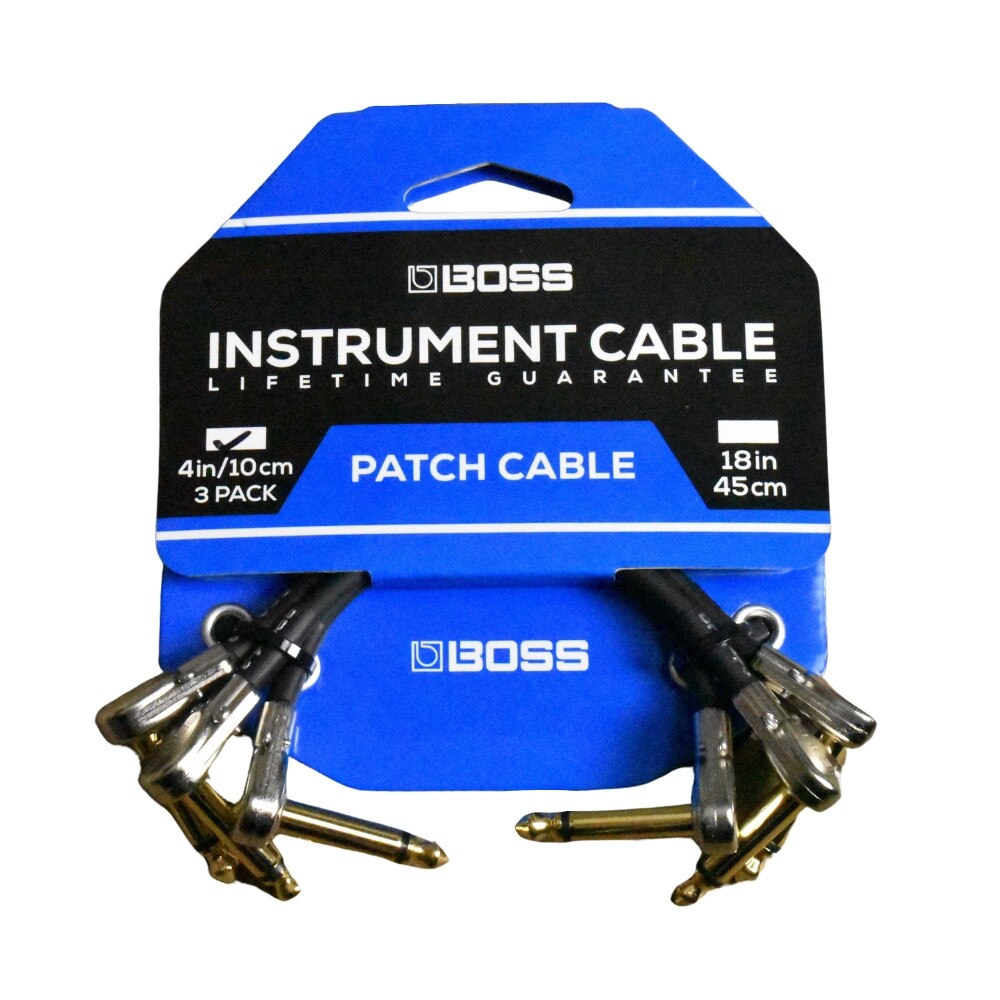 Boss 4" Slimline Patch Cable 3-Pack - Right to Right