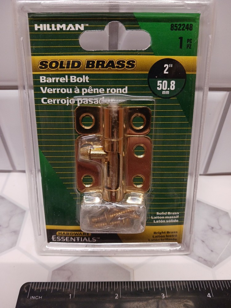 HILLMAN HARDWARE ESSENTIALS 2" BARREL BOLT LOCK LATCH #852248 Bright Brass FS!
