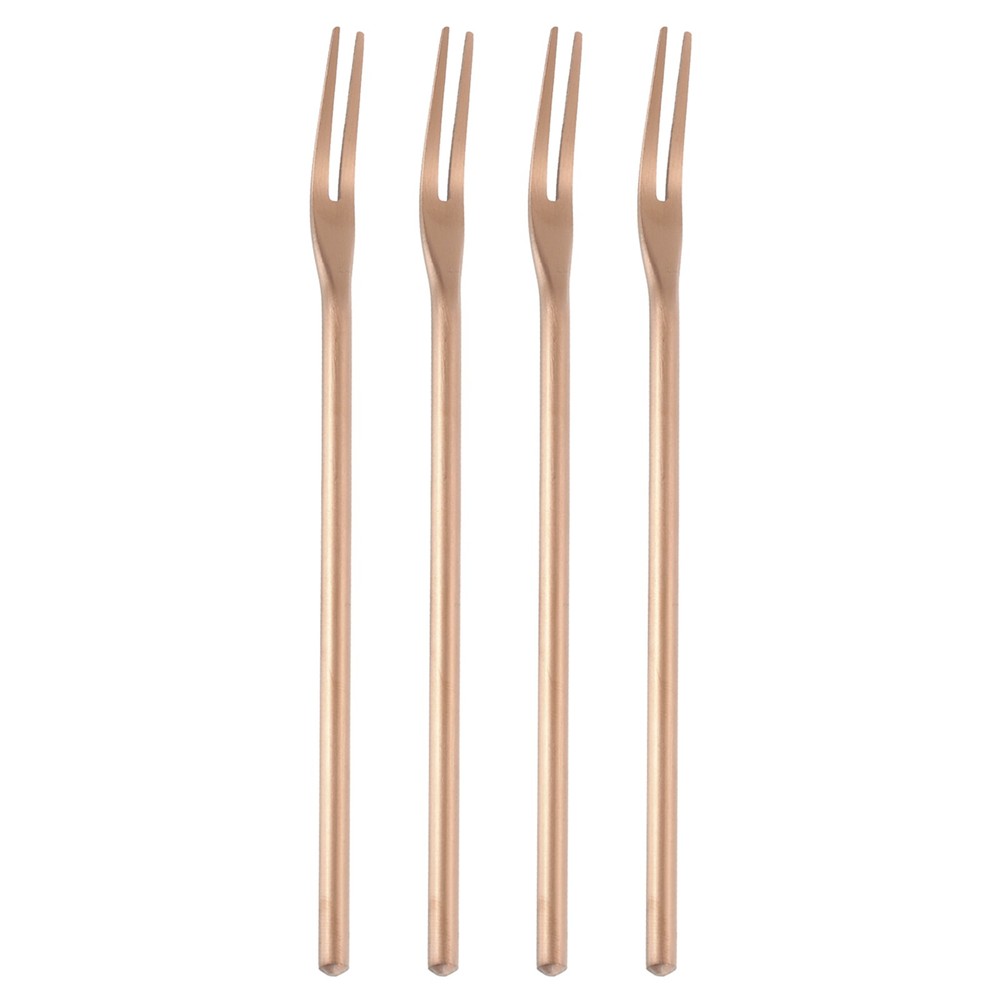 4 Pcs Pickle Fork, 6.3 Inch Olive Fork Long Handle Rose Gold