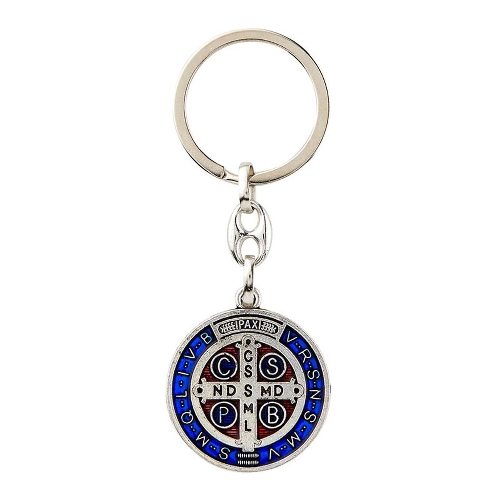 Christian Brands Saint Benedict Key Chain – 1.25" x 3.25", Silver Plated