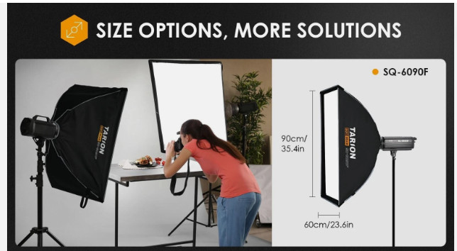 TARION Foldable Bowens Softbox with Grid: Quick One-Step Open/Lock, 23.6x35.4...