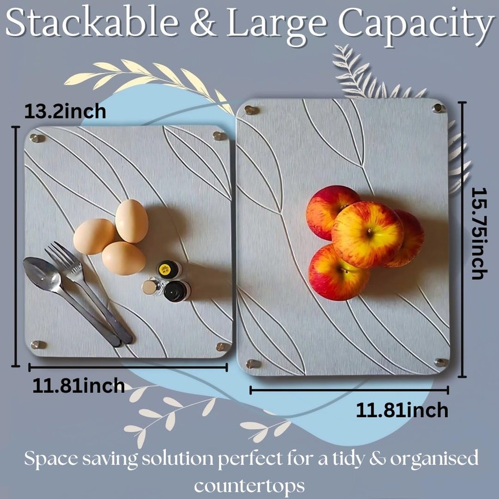 2 PCs Nesting Stone Drying Mat for Kitchen Counter - Fast, Heat Resistant Sto...