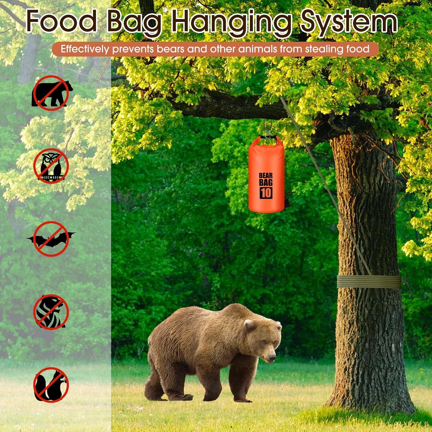 Bear Food Bag Hanging System, Bear Bags for Food Backpacking, Ultralight 10L