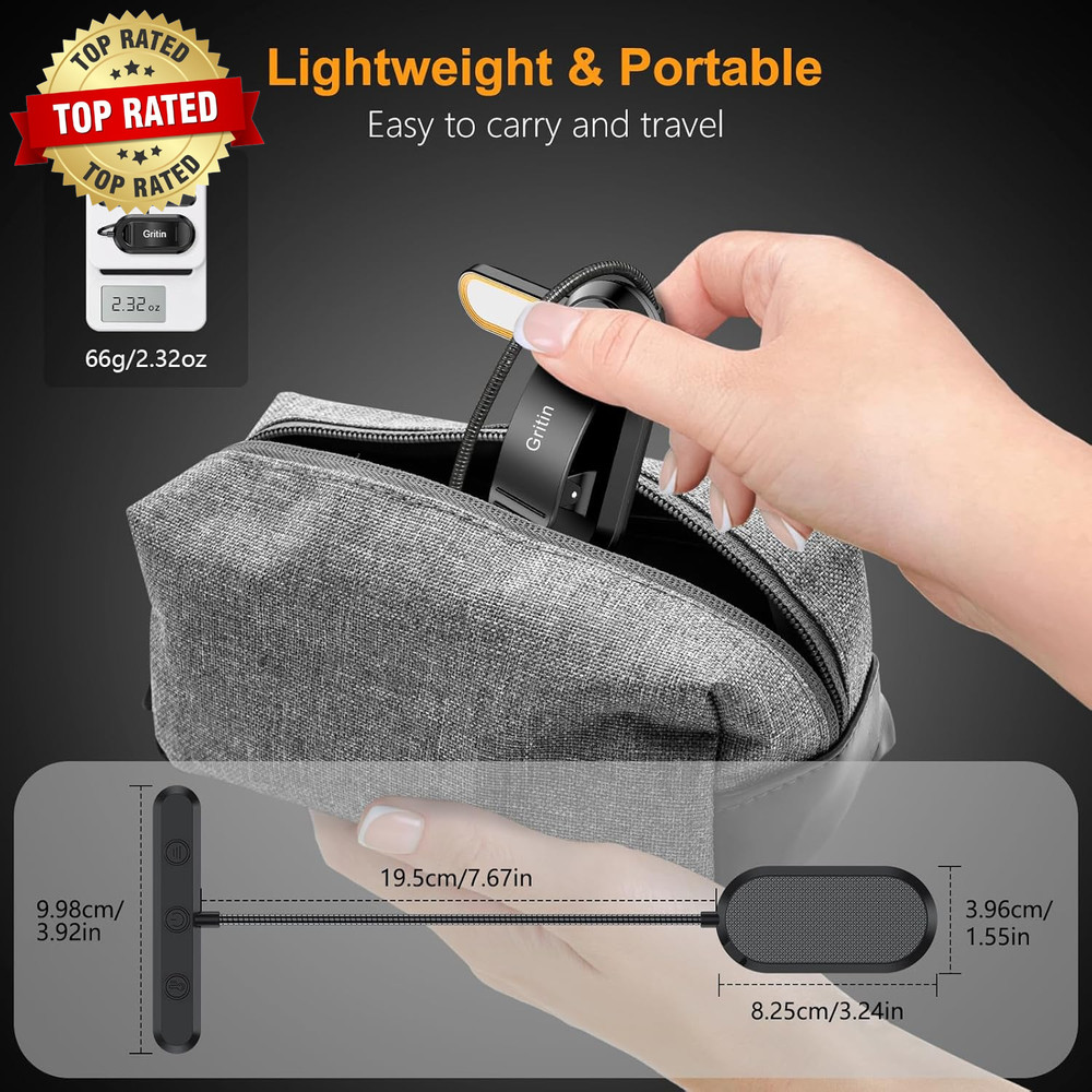 Rechargeable Book Light for Reading in Bed with 19 LED &Memory Function-Eye Cari