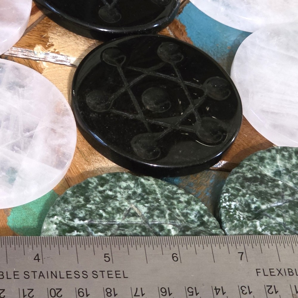 Silver Sheen Obsidian Hexagram Mini Sphere Holder Set with Mixed Mini Spheres