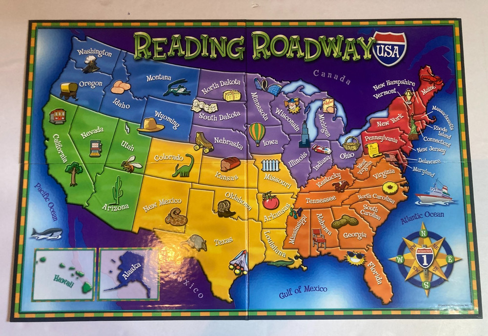 READING ROADWAY USA Trivia Board Game LEARNING RESOURCES comprehension COMPLETE