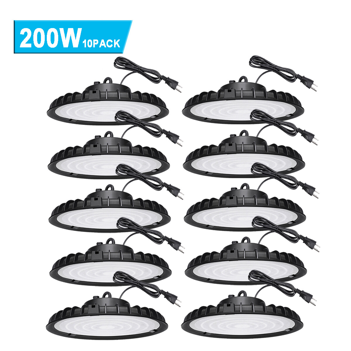 10 Pcs 200W UFO Led High Bay Light Commercial Industrial Warehouse Garage Light