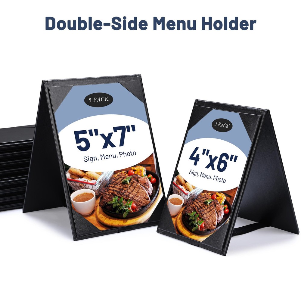 WeChef 5 Pack Table Tent Menu Holders 5"x7" A Frame Double Sided Restaurant Cafe