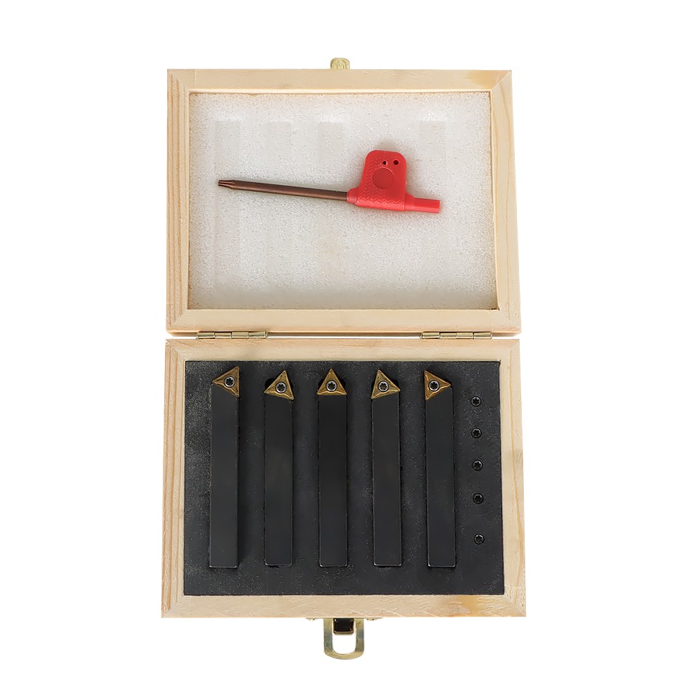 5Pack 3/8" Indexable Carbide Turning Inserts Holder Set for Machining Lathes