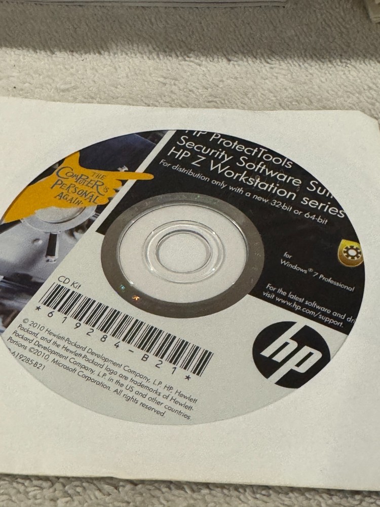 HP ProtectTools Security Software Suite HP Z Workstation Win 7 Pro CD ONLY!!!