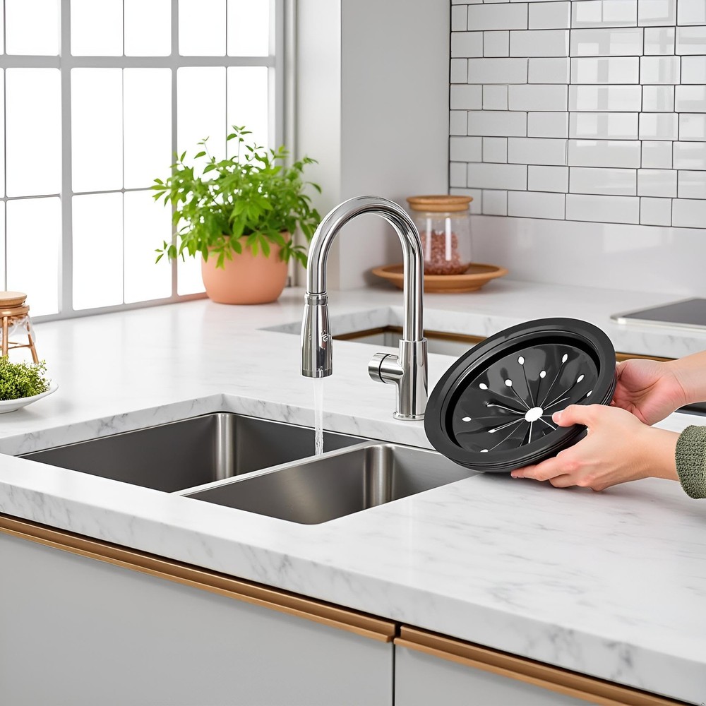 Black 3-Inch Garbage Disposal Splash Guard - Kitchen Sink Baffle Covers for...