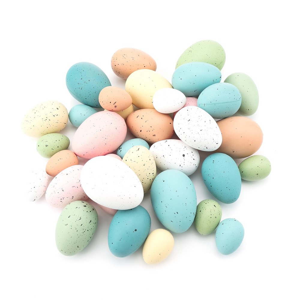36 Speckled Easter Eggs, Assorted 3 Sizes Decorative Pastel Eggs Bowl and Vas...