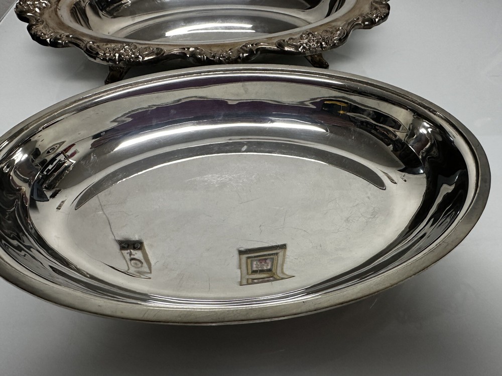 Poole Lancaster Rose Silverplate Oval Footed Vegetable Serving Bowl