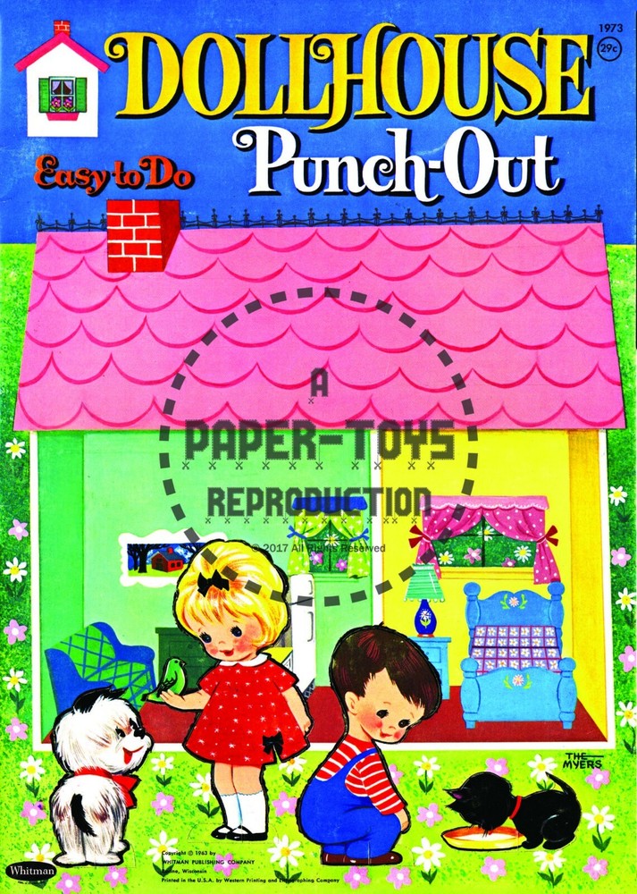 VINTAGE REPRINT - 1963 - DOLLHOUSE PUNCH-OUT BOOK