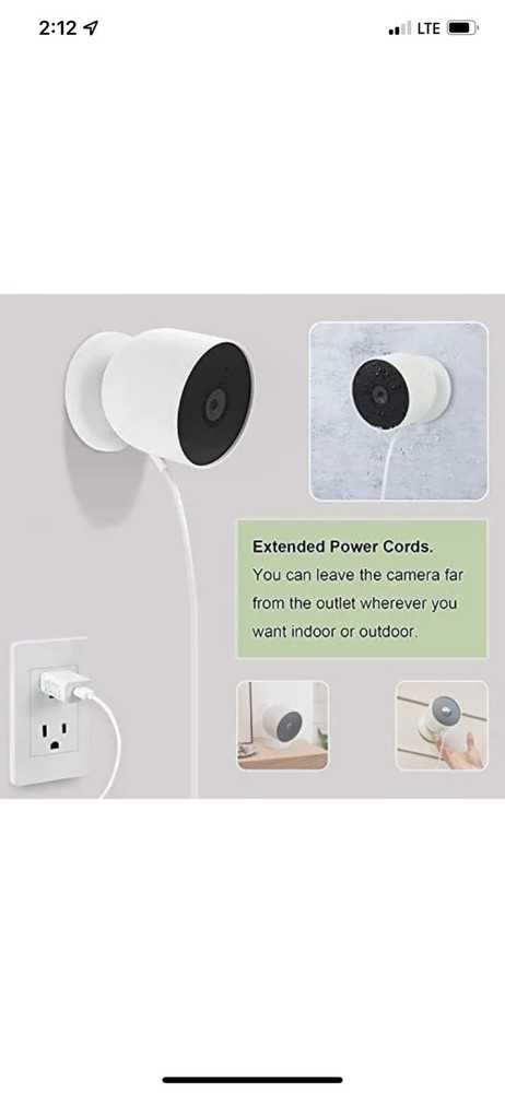 Extended USB Power Charging Cable Compatible with Google Nest Cam (Batte...