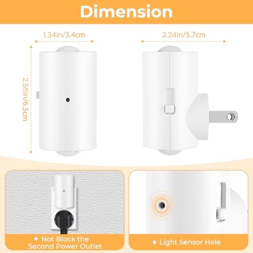 Dimmable Night Lights Plug into Wall, Rotatable Plug-in LED Night Light, 3000K