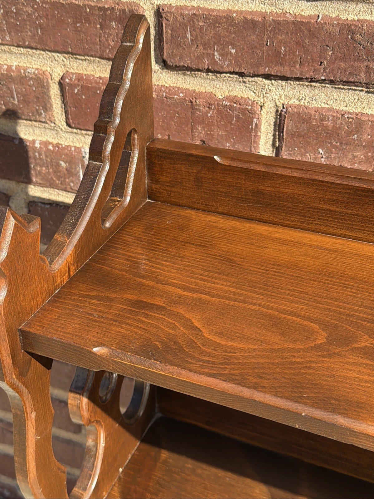 Antique 3 Shelf Wood Bookshelf, Victorian 37”L 33.5”H 9”D