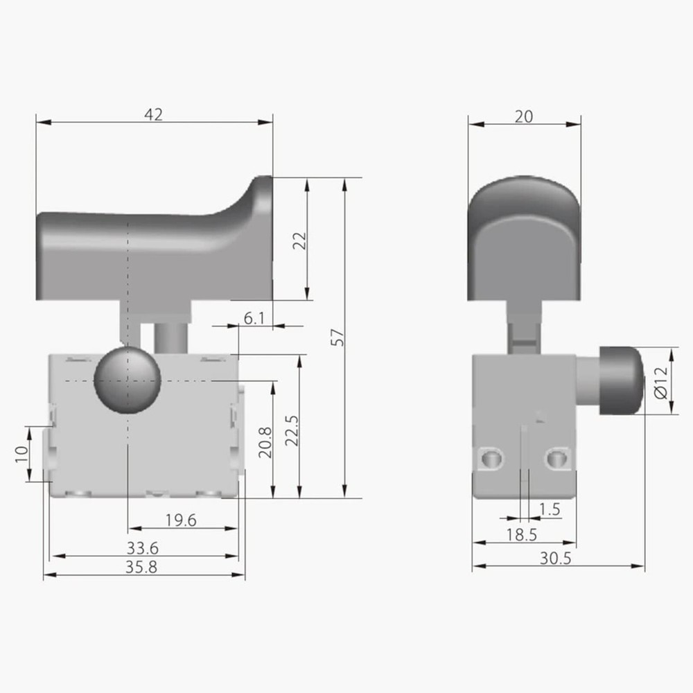Trigger Pushbutton Switch for Kedu HY15DB for Power Tool Mower Saw UL Recognized