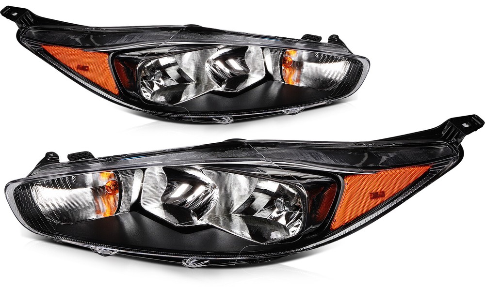 For 2014-2018 Ford Fiesta Black Left Right Side Replacement Headlights Assembly