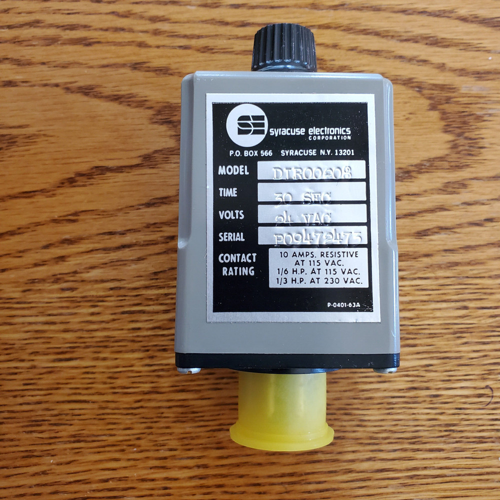 Syracuse Electronics Corp. DTR00208 Time delay relay 30 second-new out o` box
