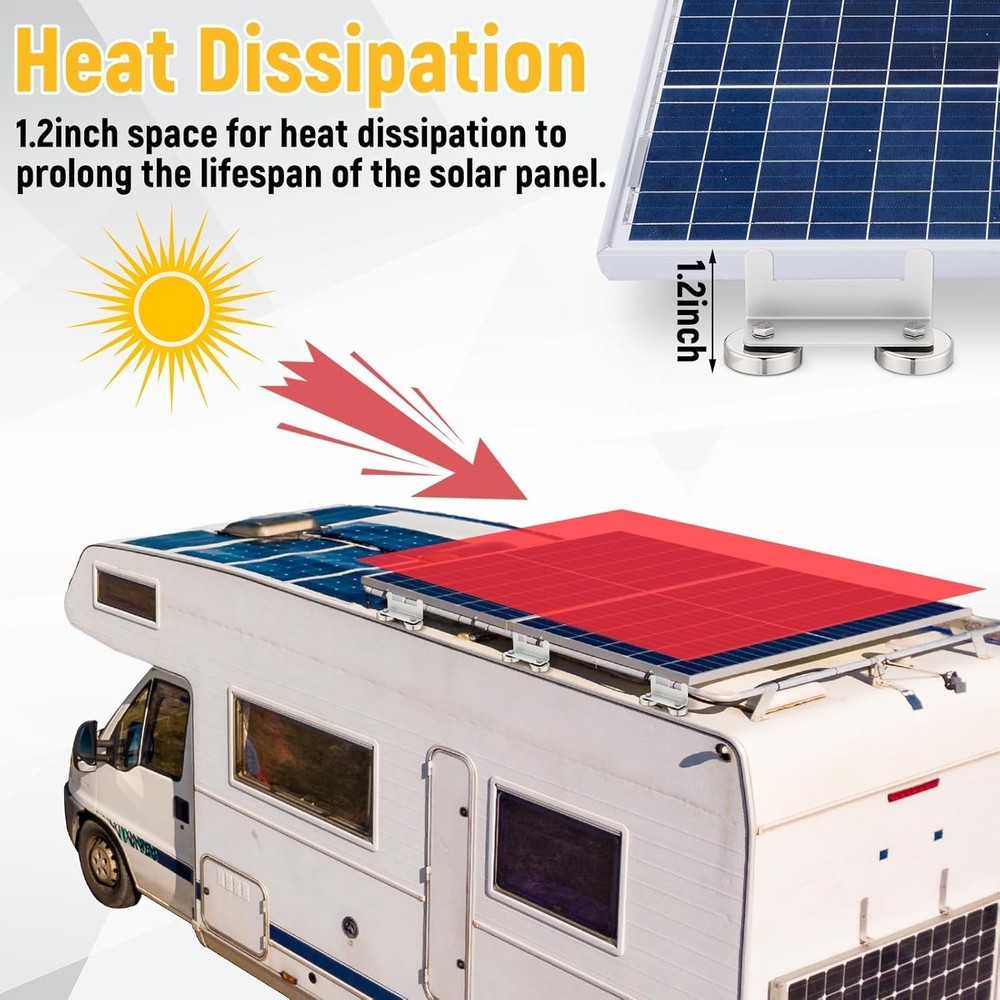 4 Pack 1200 Lbs No Drill Magnetic Solar Panel Mount Bracket Solar Panel Mount...