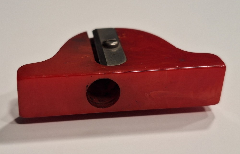 Rare Vintage Bakelite Red Mantle Clock Pencil Sharpener