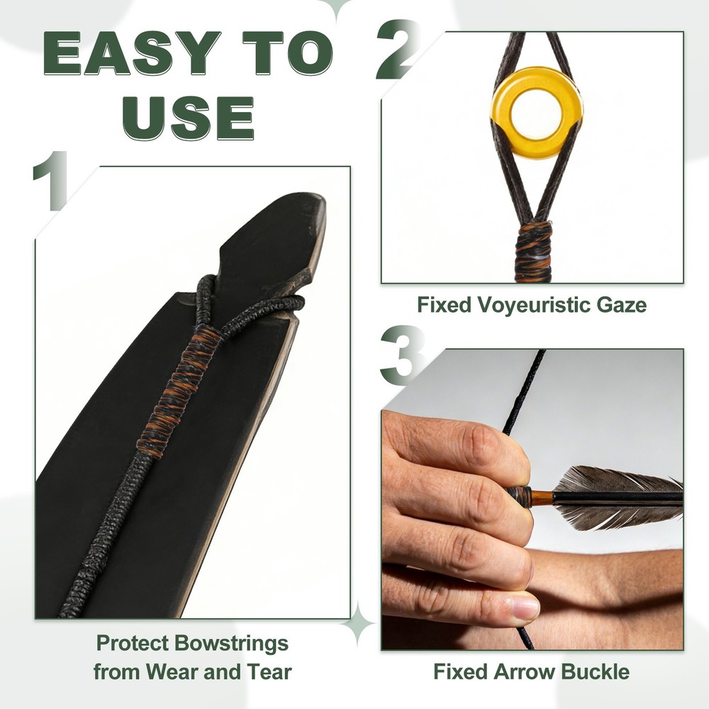 Archery Bow String Serving Thread Bowstring Thread 1600D & White/Green