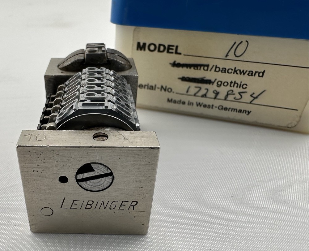 Leibinger #10 6 number reverse Backward/gothic With Carry Case