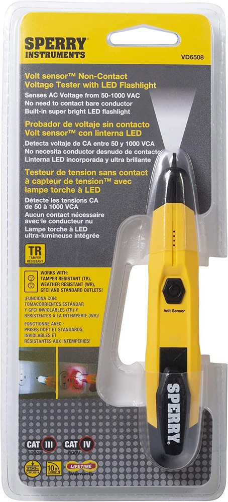 Sperry Instruments VD6508 Detector with Flashlight,cETLus Listed Yellow