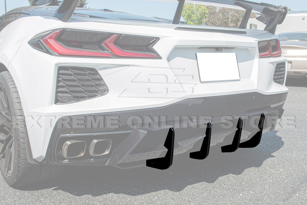 For 20-Up Corvette C8 Performance Style CARBON FLASH Rear Lower Diffuser Fin