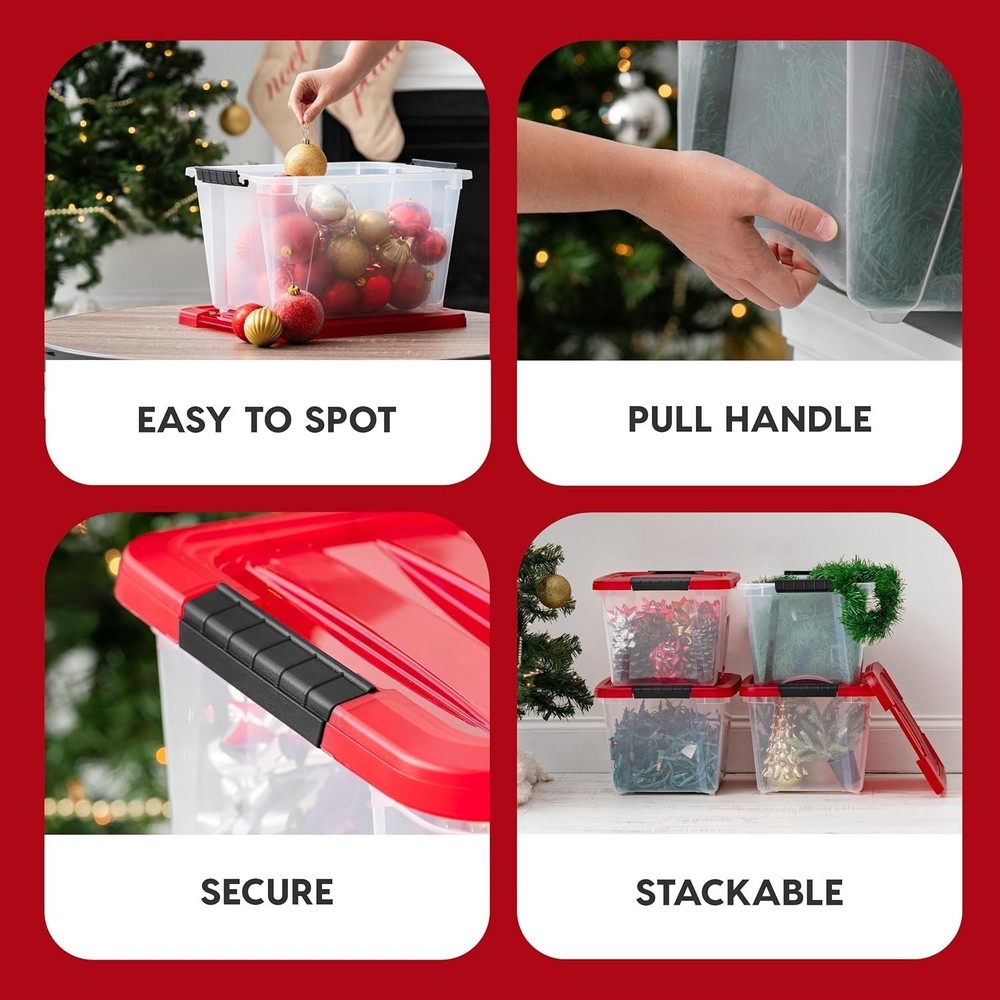 19 Qt. Stackable Plastic Storage Bins W/ Lids 4 Pack BPA-Free See-Through