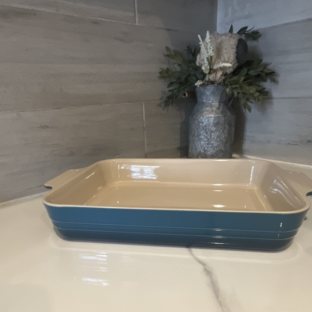 NWT Le Creuset 32 cm Rectangle Baking Dish 4 Qt ~Deep Teal~