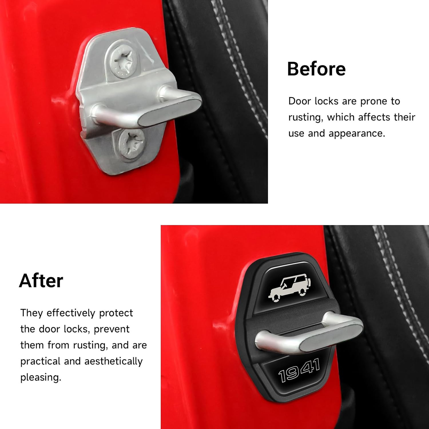 6PCS ABS Door Lock Cover for Jeep Wrangler JL JLU 2018-2025 4XE Unlimited Sahara