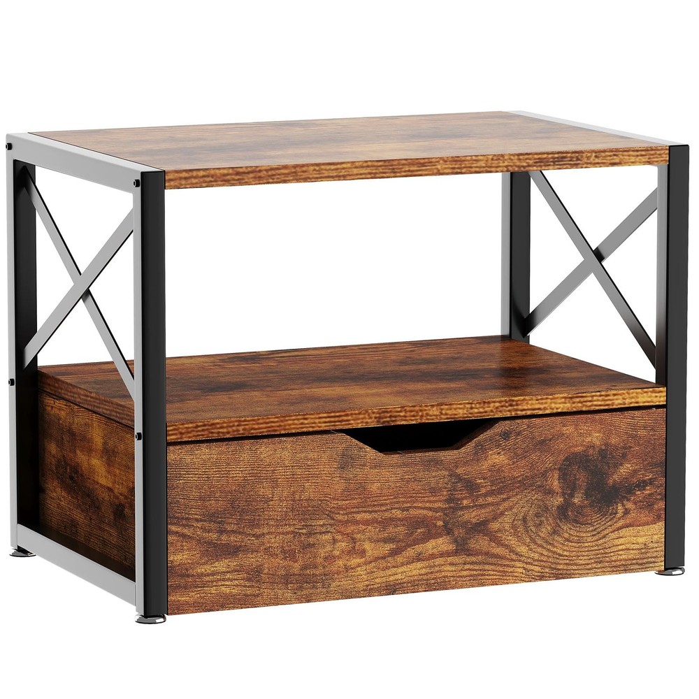 2 Tier Desktop Printer Stand,Multi-Purpose Desk Organizer,Wooden Printer Stan...