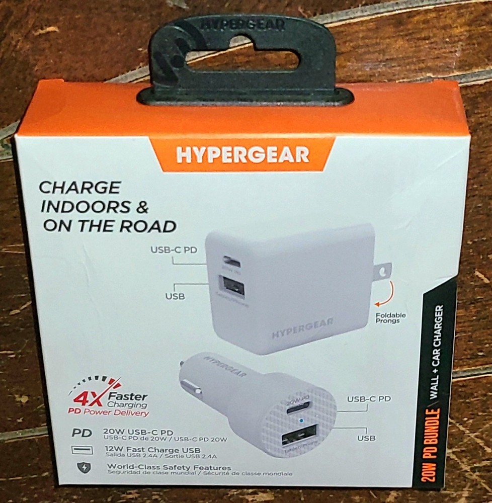 Hypergear *White* 20W PD Bundle: Dual Output Wall & Car Charger