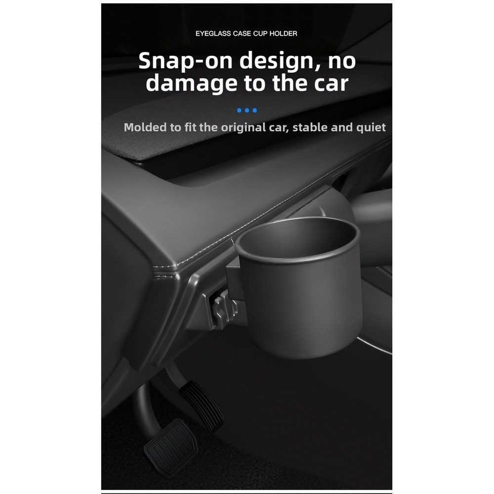 Cup Holder Eyeglass Case for Model Y Refresh 6 Seater Dashboard Storage