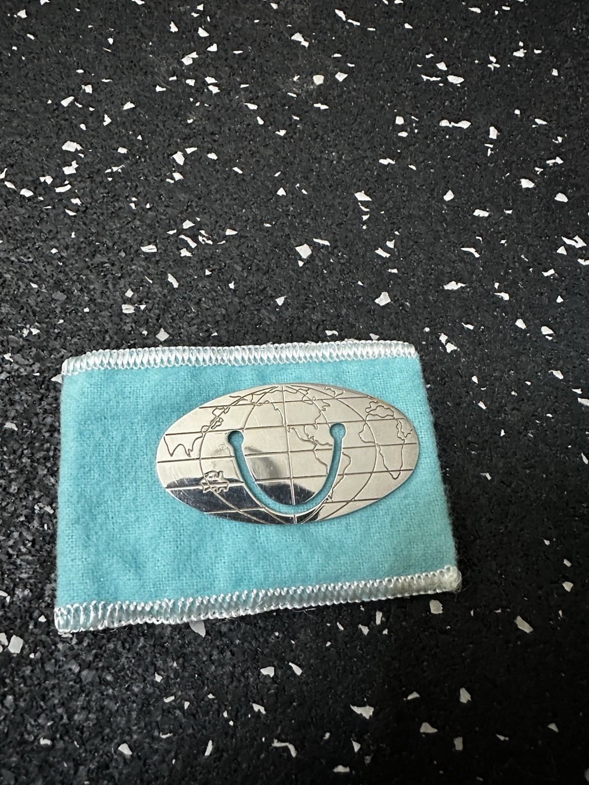 TIFFANY & CO Sterling Silver World Globe Oval Bookmark