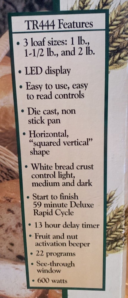 BREADMAN TR444 Deluxe Rapid Automatic Breadmaker Machine Bread Maker Sealed Item