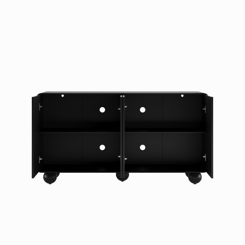 Modern Black Storage Buffet Sideboard 4-Door Storage Cabinet TV Console Table