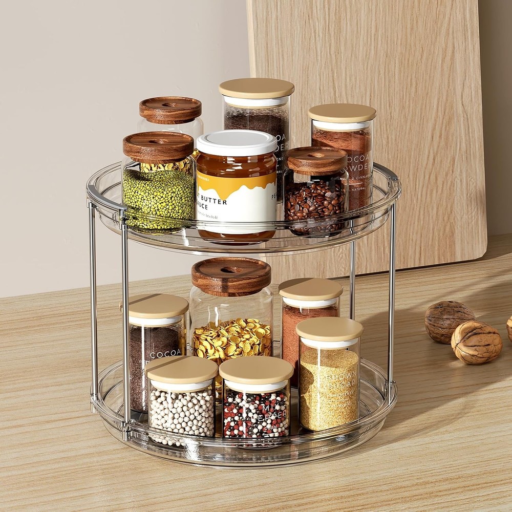 Double-Layer Rotating Condiment Rack,9.25 inches in diameter,multi-purpose.