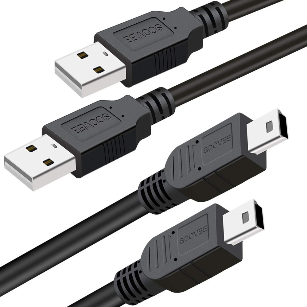 SCOVEE PS3 Controller Charger Cord, 2 Pack 10ft Cable 10ft, Black