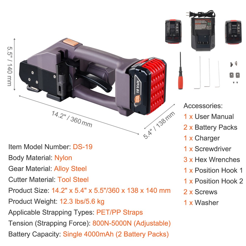 Automatic Electric Strapping Machine Tool for PP/PET 0.39"-0.75" Straps