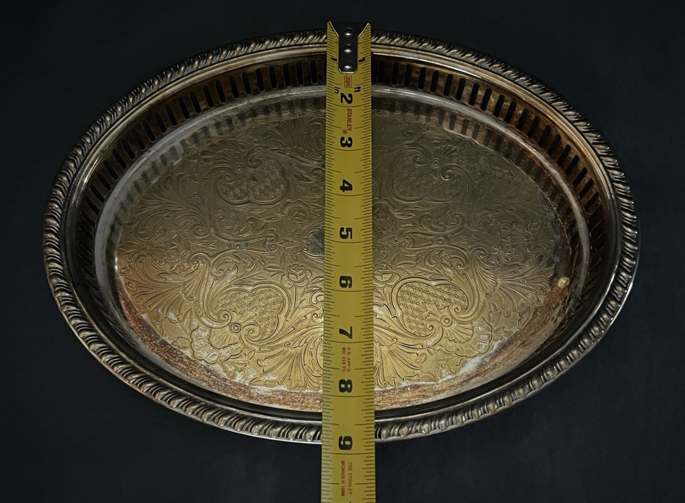 Eales 1779 Silverplate Serving Tray Dish with Floral Pattern