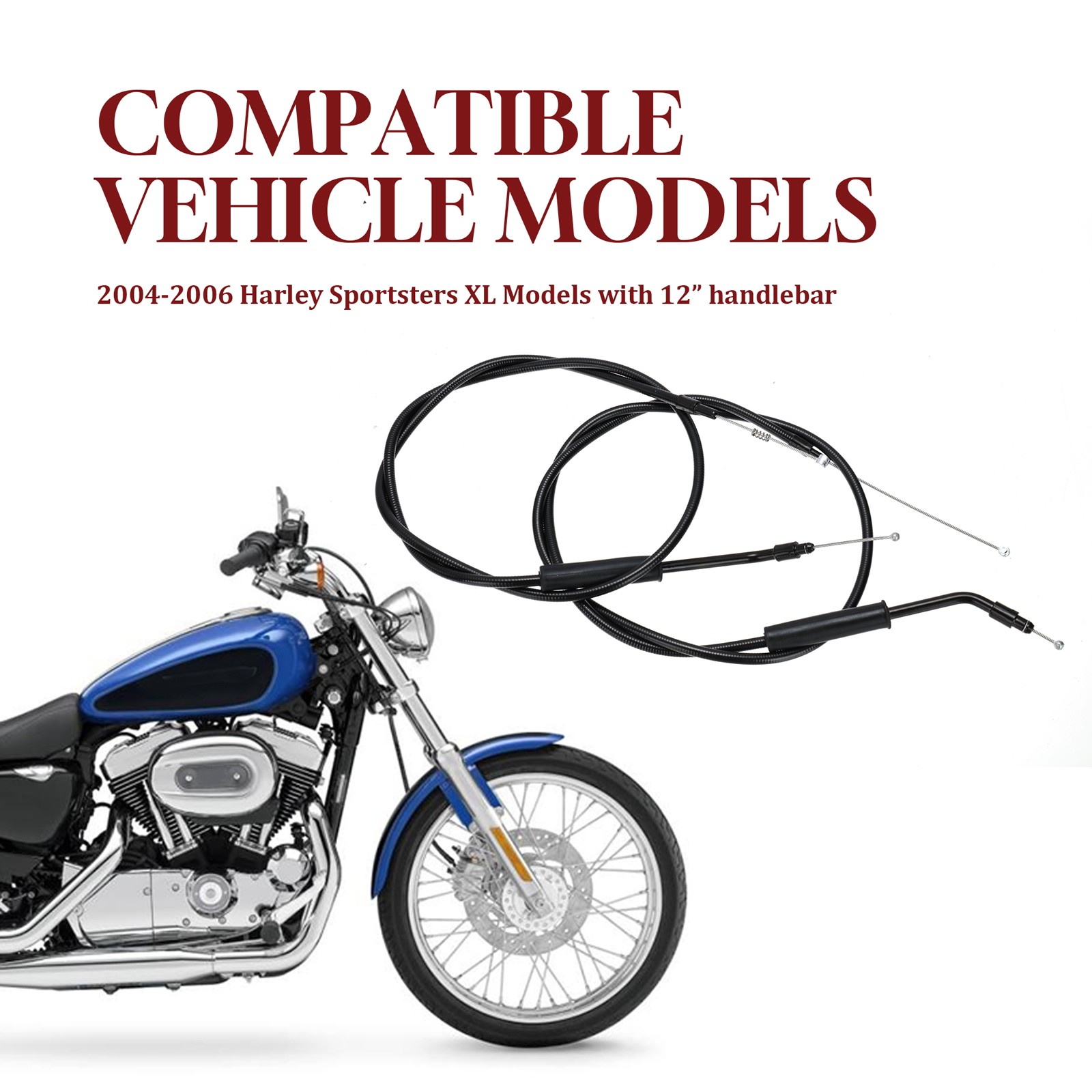 38" Sportster Throttle Idle Cable Kit for Harley XL 883 1200 12" Bar 2004-2006