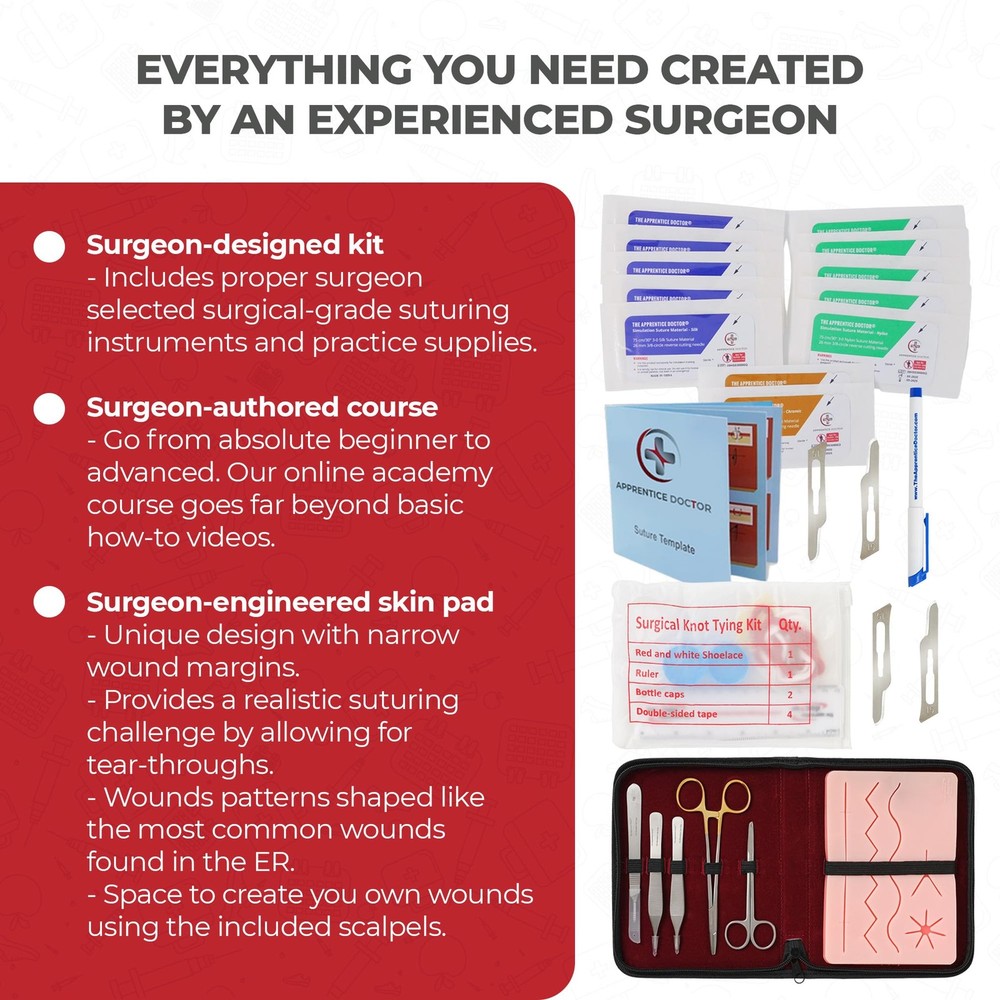 Suture Kit for Students (Left Handed) + Access to The Apprentice Academy's in...