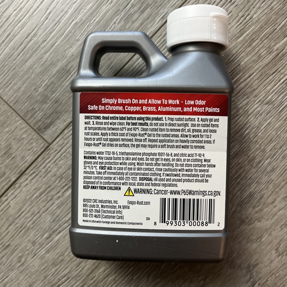 CRC Evapo-rust Gel Rust Remover, 8 Fl Oz, Rust Remover for Vertical Surfaces