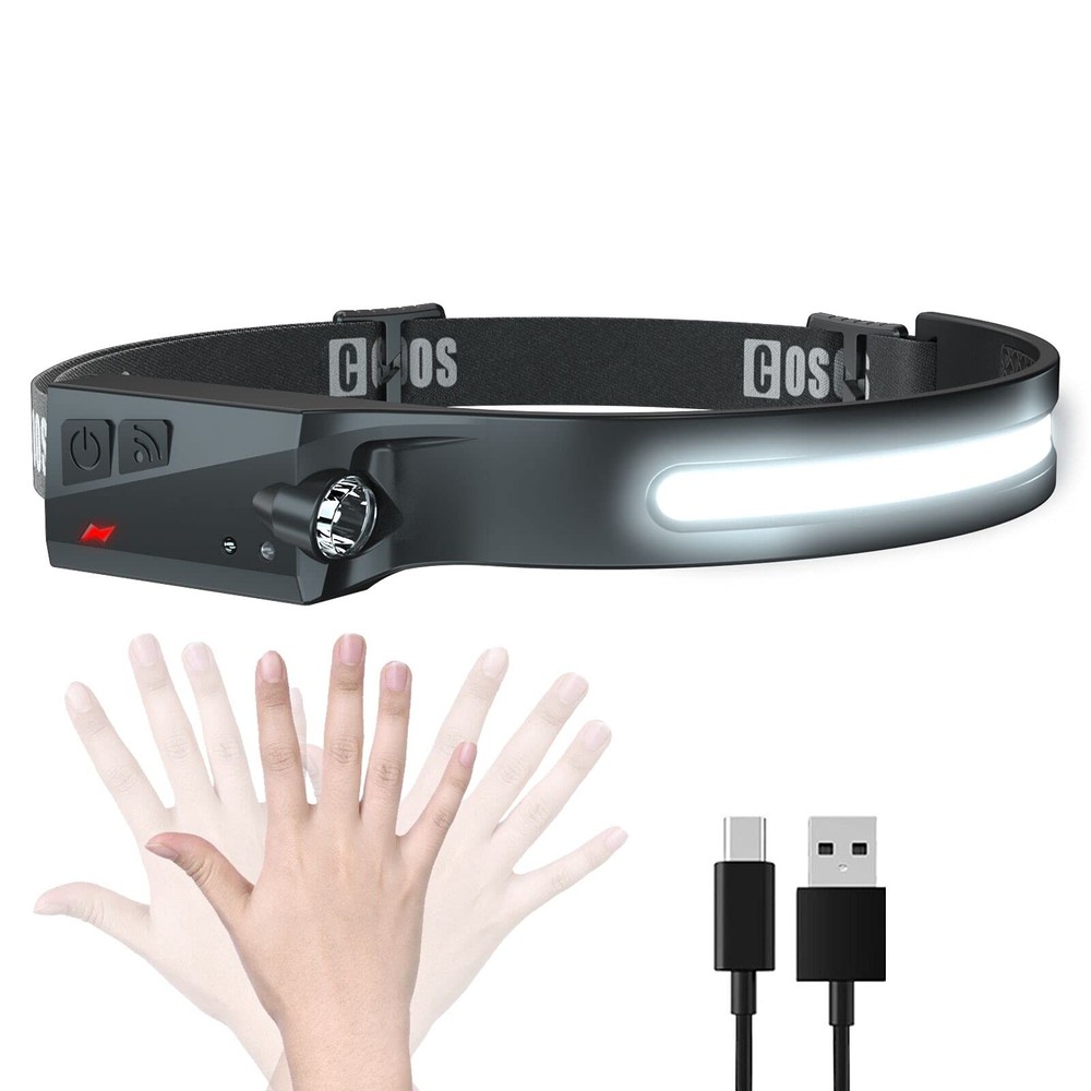 COSOOS LED Headlamp Rechargeable, Bright Head Lamp Flashlight, 1000 Black