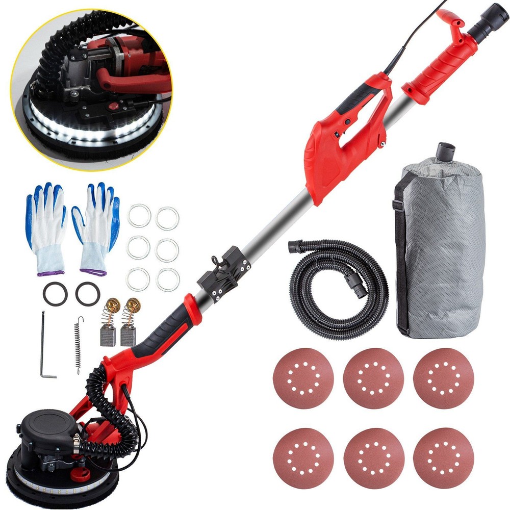 Variable Speed Drywall Sander 850W w/ Telescoping Handle LED Light & Vacuum Bag