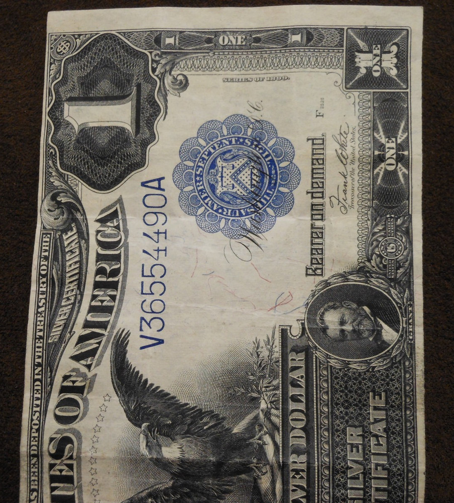 1899 $1 UNITED STATES BLACK EAGLE SILVER CERTIFICATE NOTE - SERIAL V36554490A